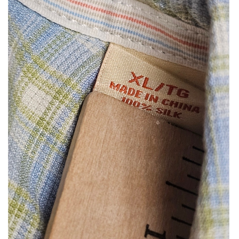 Tommy Bahama Silk Plaid Short Sleeve Button Up Shirt‎ Mens XL Blue Green - Picture 5 of 8